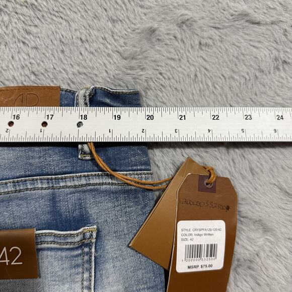 Crysp Denim Jeans Mens 42 Graffiti Art Graphic Distressed Pants Written Indigo 4 - Picture 15 of 16